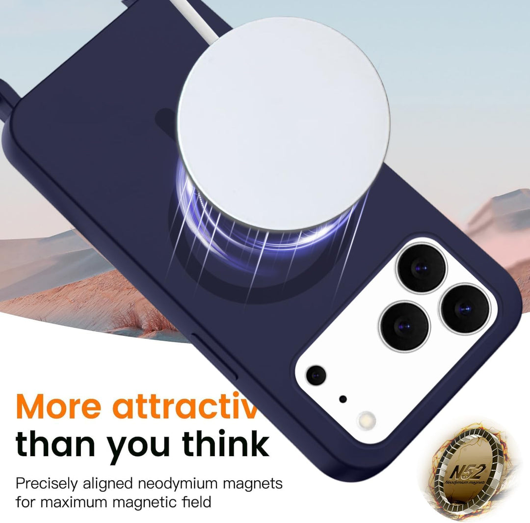 Handykette für iPhone 17 Pro Hülle mit Band [Kompatibel mit Magsafe] Flüssig Silikon Necklace Handyh