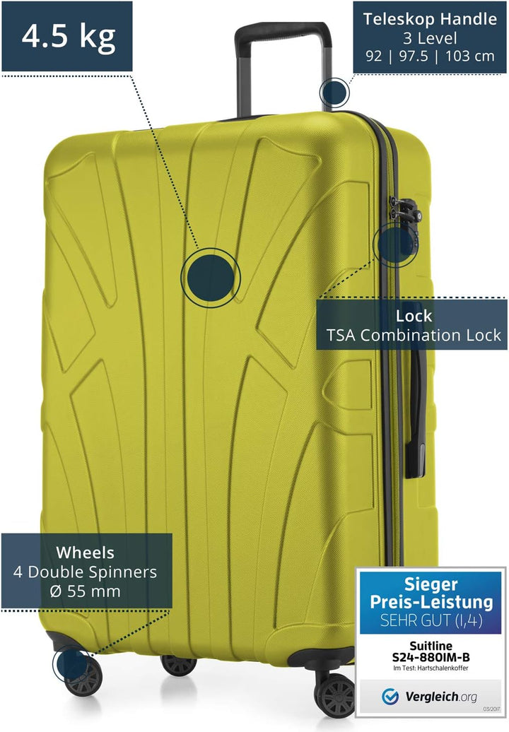 suitline grosser Hartschalen-Koffer Koffer Trolley Rollkoffer XL Reisekoffer, TSA, 76 cm, ca. 96-110
