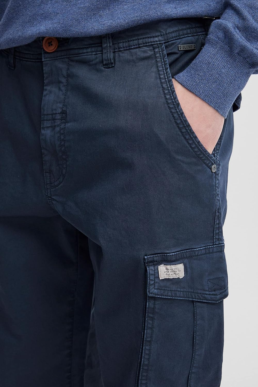 Blend 20715113 Herren Cargohose Lange Hose Stoffhose mit Stretch Cargo Taschen Regular Fit 33W / 32L