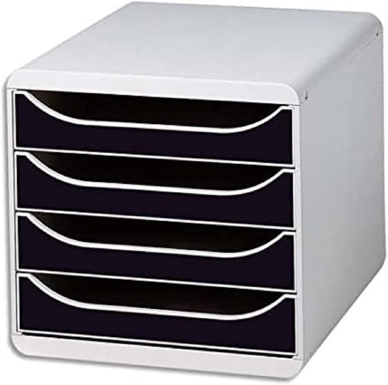 Exacompta 310014D Premium Ablagebox mit 4 Schubladen für DIN A4+ Dokumente. Belastbare Schubladenbox