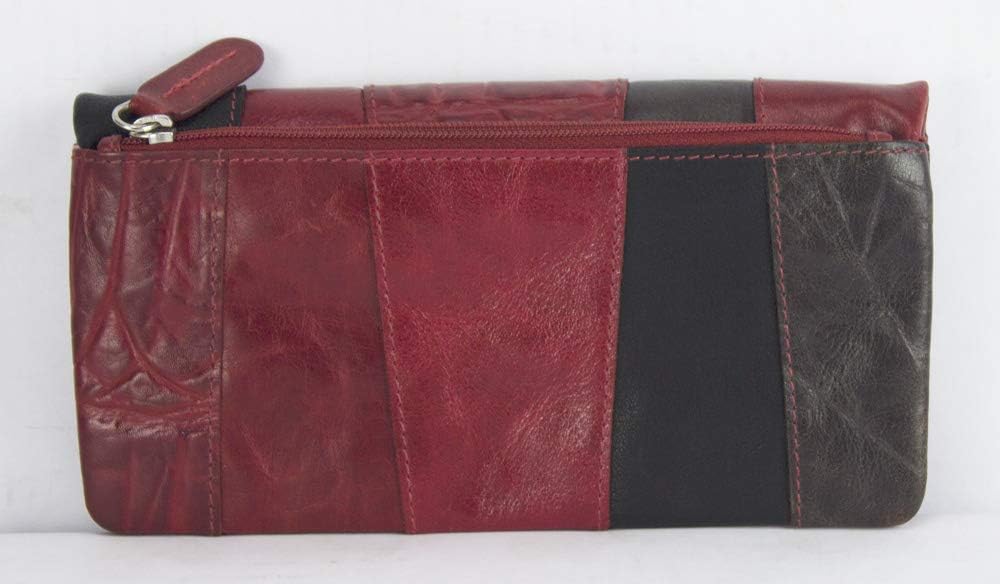 Sunsa Geldbörse. Leder Geldbeutel. Grosser Portemonnaie mit RFID Schutz. Damen Brieftasche mit viele