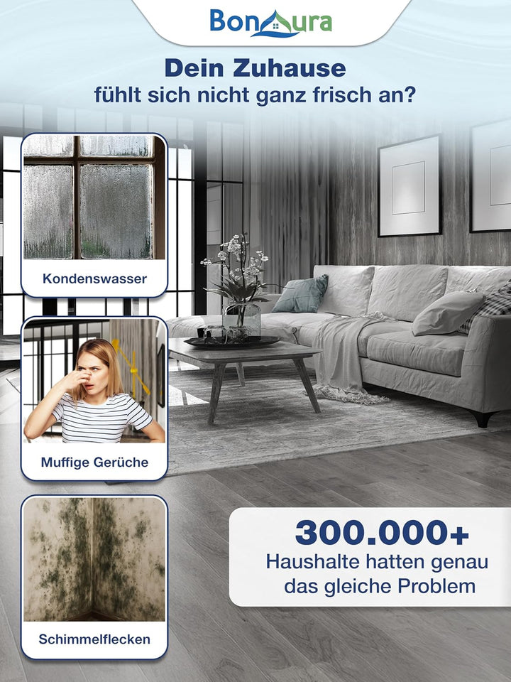 BonAura® Luftentfeuchter ohne Strom - Raumentfeuchter für Keller, Bad uvm. - 680g Luftenfeuchter Nac