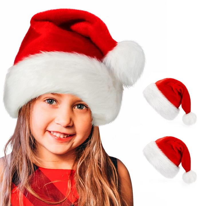 BOSONER Weihnachtsmütze Nikolausmütze Plüsche Weihnachtsmann Mütze: Rote Santa Mütze Warm Dicker Nik