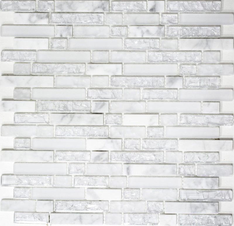 Glasmosaik Verbund Crystal/Stein mix weiss Transluzent Transparent 3D, Mosaikstein Format: 15x23/48/