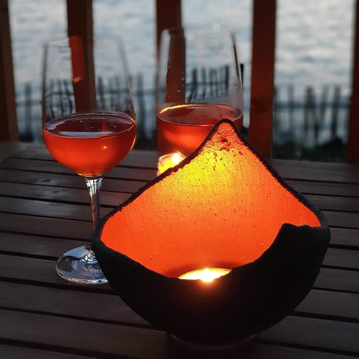 Lichtschale kupfer - S (15cm) - Beton schwarz - grau - Unikat handmade - Windlicht - Geburtstagsgesc