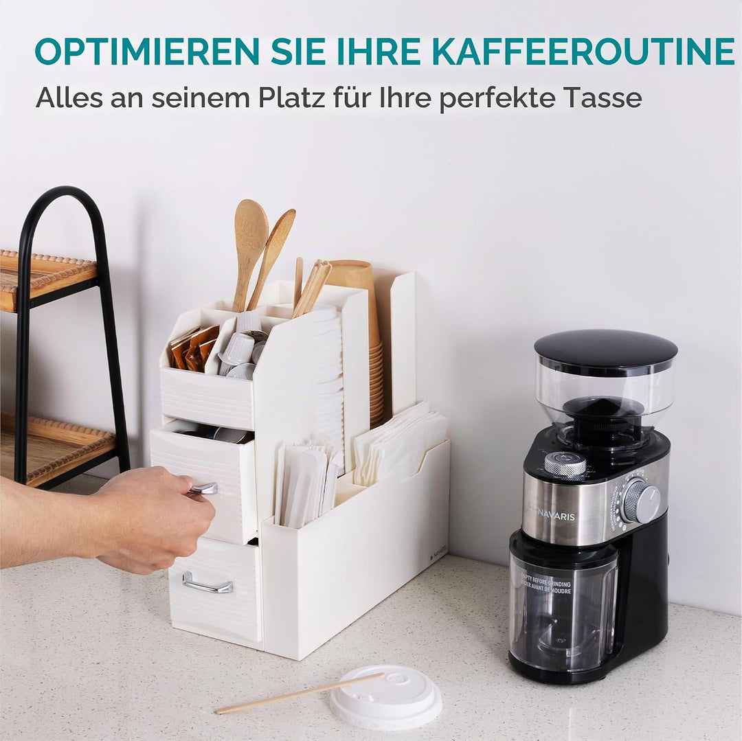 Navaris Kaffee und Tee Organizer Set - Aufbewahrungsbox Kaffeezubehör Zuckersticks Kaffeesahne - Tee