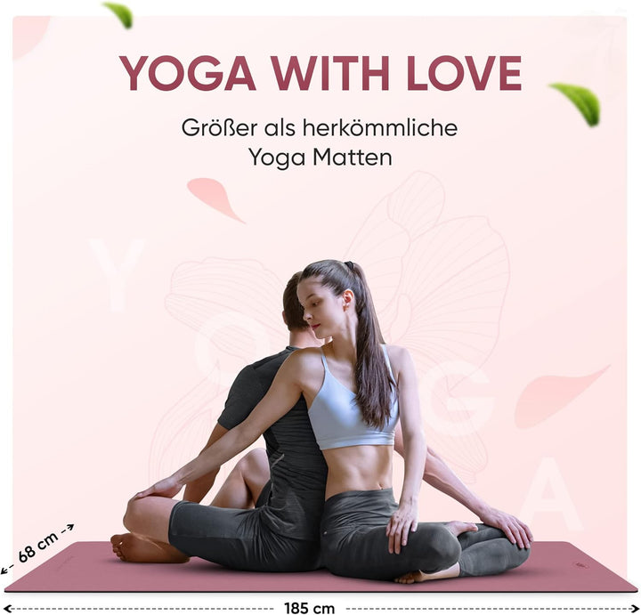 YOGALABS® - Premium Yoga-Matte STUDIO 185 x 68 x 0,4cm (extra gross) inkl. Gurt aus ECO PU & Naturka