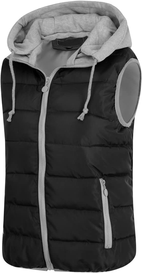 YOUTHUP West Damen Steppweste mit Kapuze Leicht Winterweste Freizeit Outdoor Ärmellos Jacke Gilet Bo