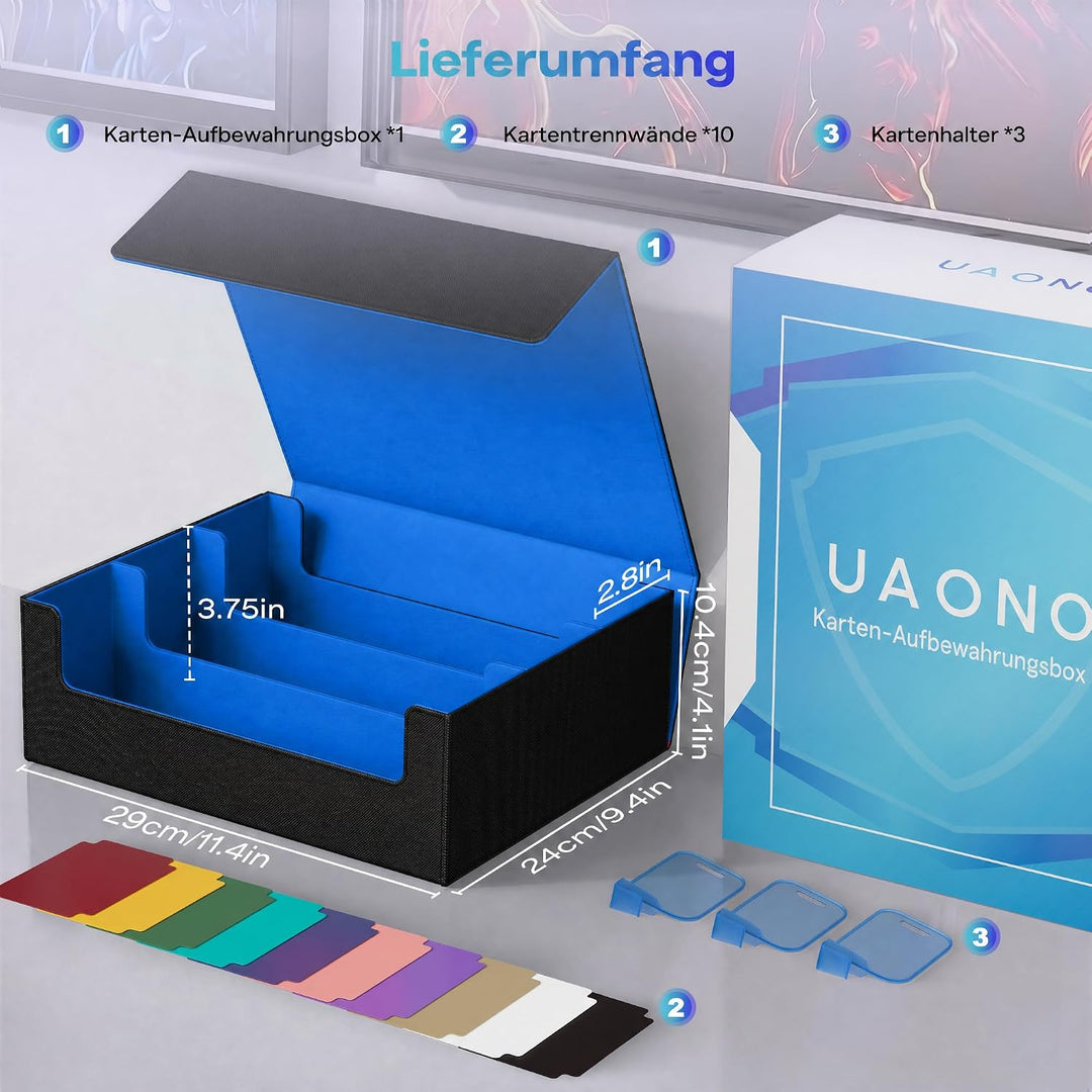 UAONO Sammelkarten-Aufbewahrungsboxen für 1800+ Karten, Premium Magnetic Deck Boxen, Leather Deck Ca