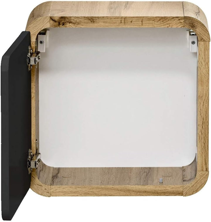 Lomadox Badezimmer Hängeschrank in seidenmatt anthrazit mit Wotan Eiche Nb., B/H/T ca. 35/35/22 cm