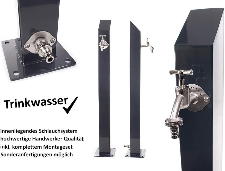 KTC Tec TRINKWASSER Wassersäule TSQS 1030 Anthrazit, Wasserzapfsäule Wasserzapfstelle Gartenzapfstel