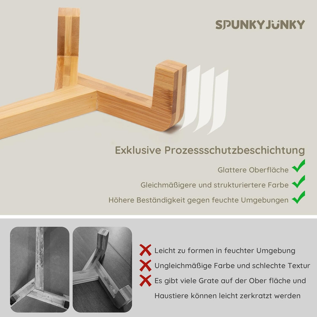 SPUNKYJUNKY Hundenapf Keramik Doppel Hund Futternapf mit Bambus Ständer für Grosse Hunde (1800ml, Gr