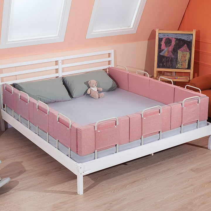 Bettgitter für Kinder, 50cm Rosa Rausfallschutz Bett, 5-Stufen Höhenverstellbar, für Kinderbetten, E