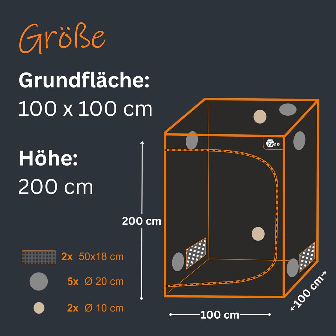 yourGEAR Growzelt Plantsville in 8 Grössen - Grow Indoor Box, Zuchtzelt, Gewächshaus, Schrank zur Pf