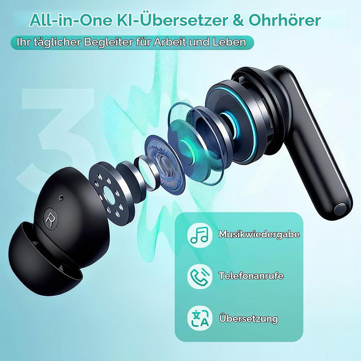 AI übersetzer kopfhörer,150 Sprachen &amp; Offline-Übersetzung, 3-in-1 sprachübersetzer, 7 Übersetzungsm