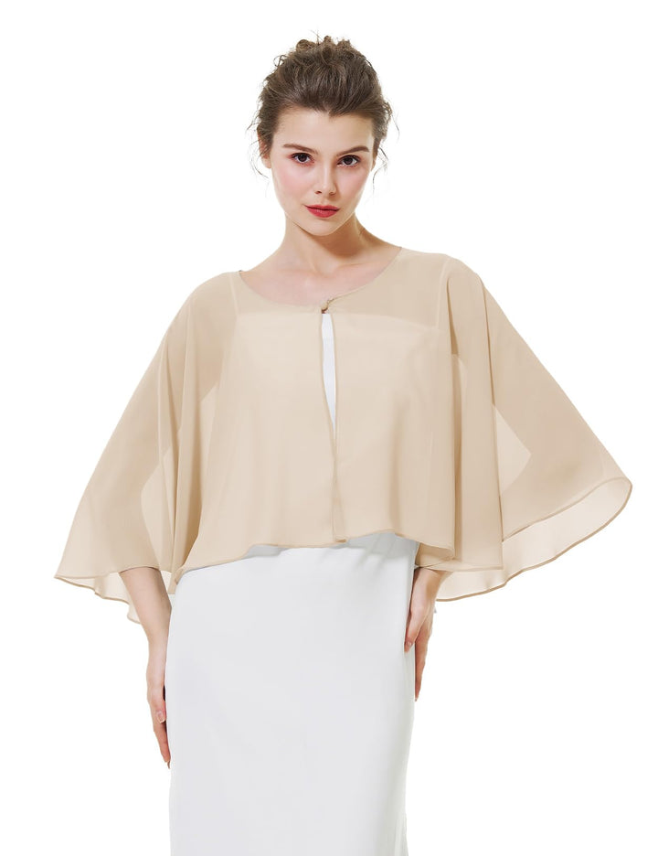 BEAUTELICATE Chiffon Stola Damen Festlich Chiffon Schal Cape Schultertuch mit Satinbesatz Ärmellos B