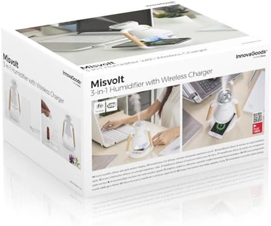 Luftbefeuchter, Aroma Diffuser und kabelloses Ladegerät, 3-in-1 Misvolt InnovaGoods