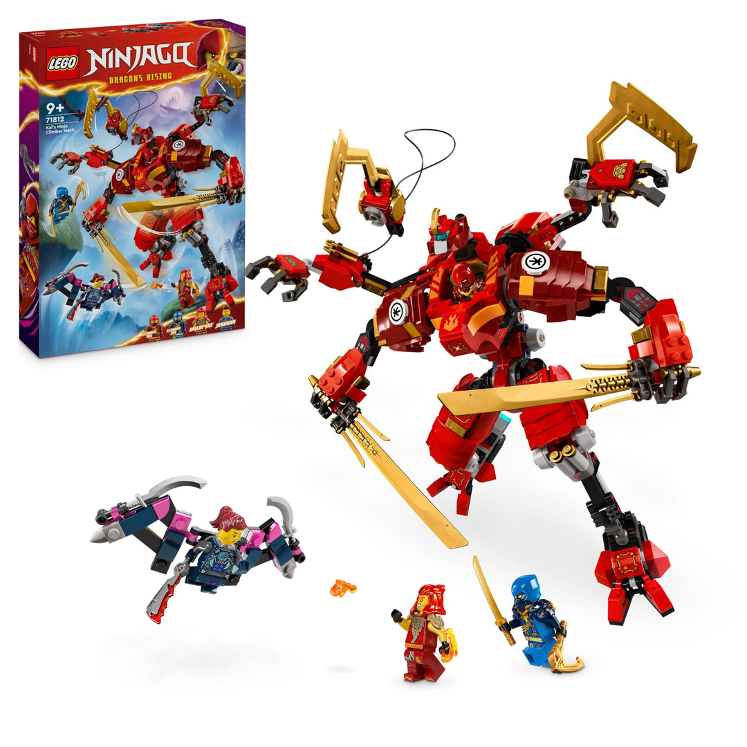 Lego NINJAGO Kais Ninja-Kletter-Mech Set, Ninja-Spielzeug mit baubarer Actionfigur und 4 Mini-Figure