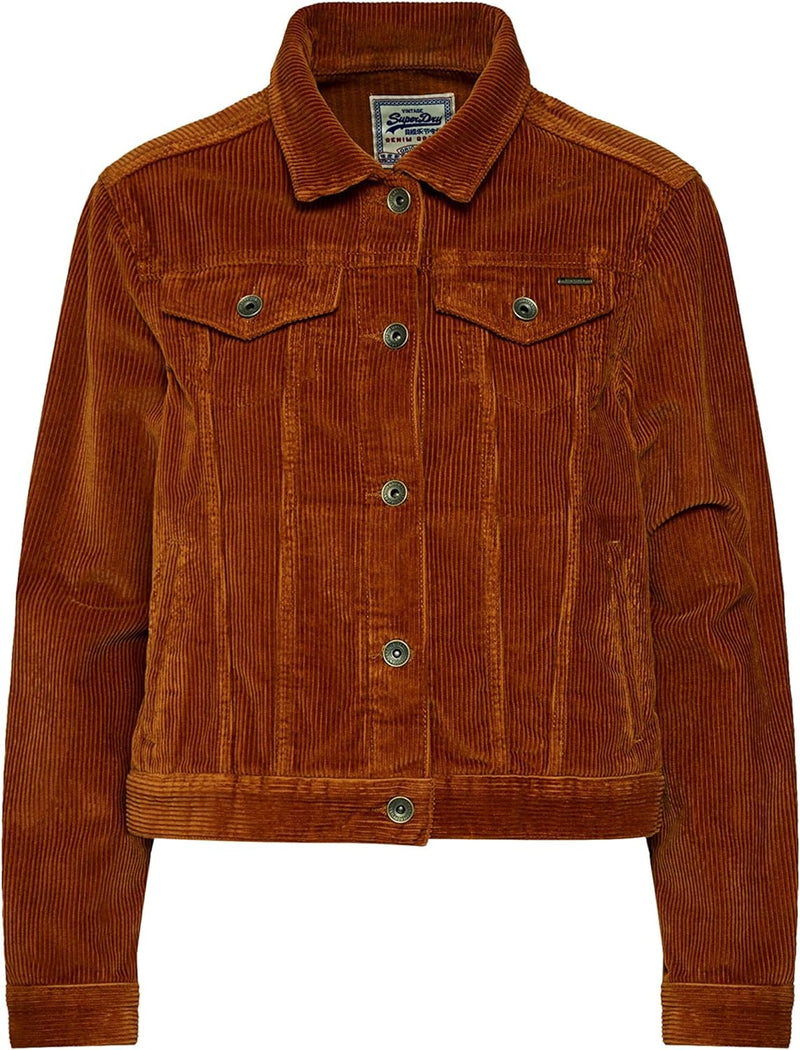 Superdry Damen Cord Girlfriend Jacke Ocker 38