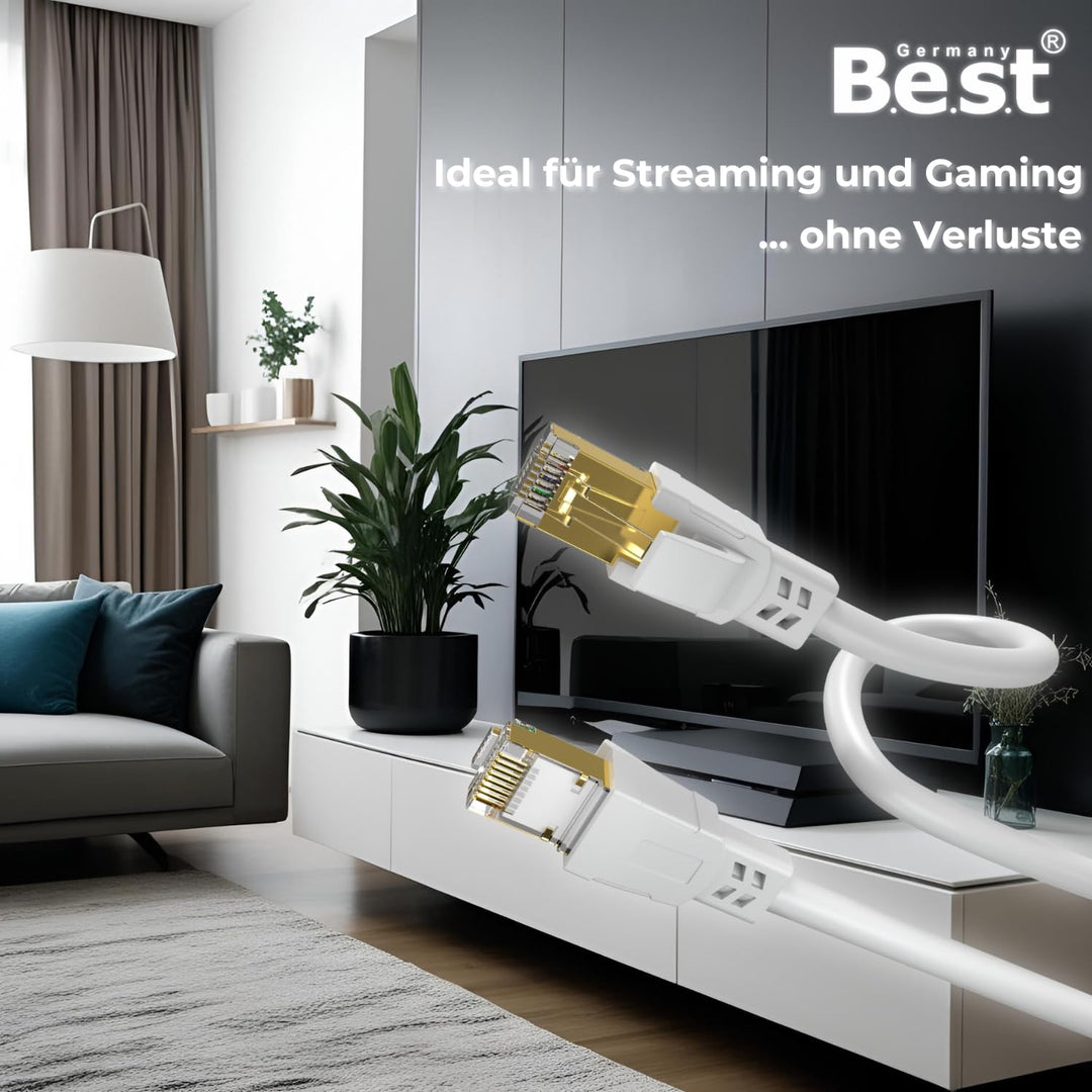 Cat 8.1 LAN Kabel Rund 15m – High Speed Ethernet Netzwerkkabel 40 Gbit/s 2000 MHz Patchkabel RJ45 S/