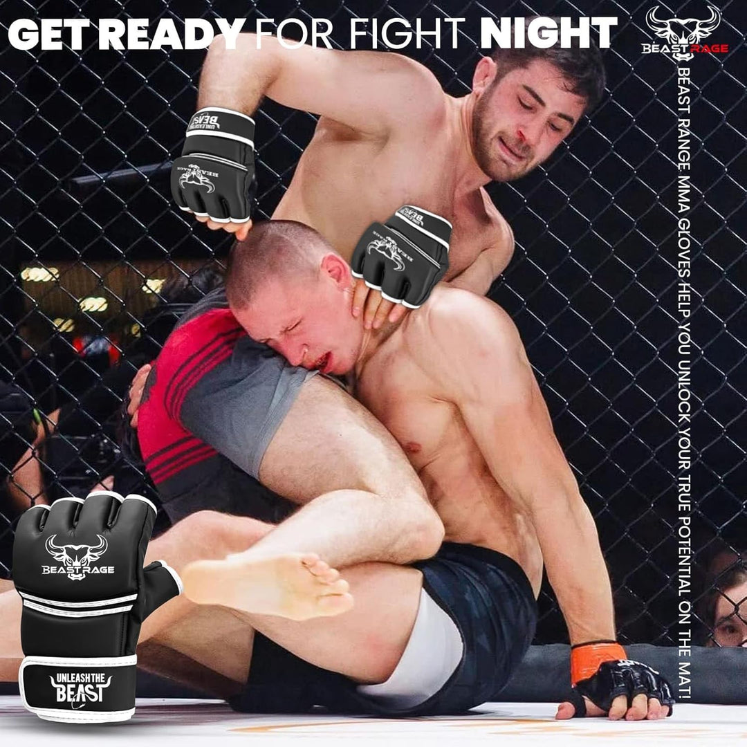 BEASTRAGE MMA Handschuhe für Männer und Frauen,Martial Arts Mitts Grappling Sparring,Ventilated Palm