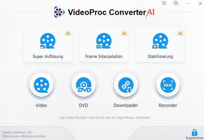 Digiarty VideoProc Converter AI | Windows | 1 Gerät | Lifetime | Video-Konverter, Kompressor, Downlo