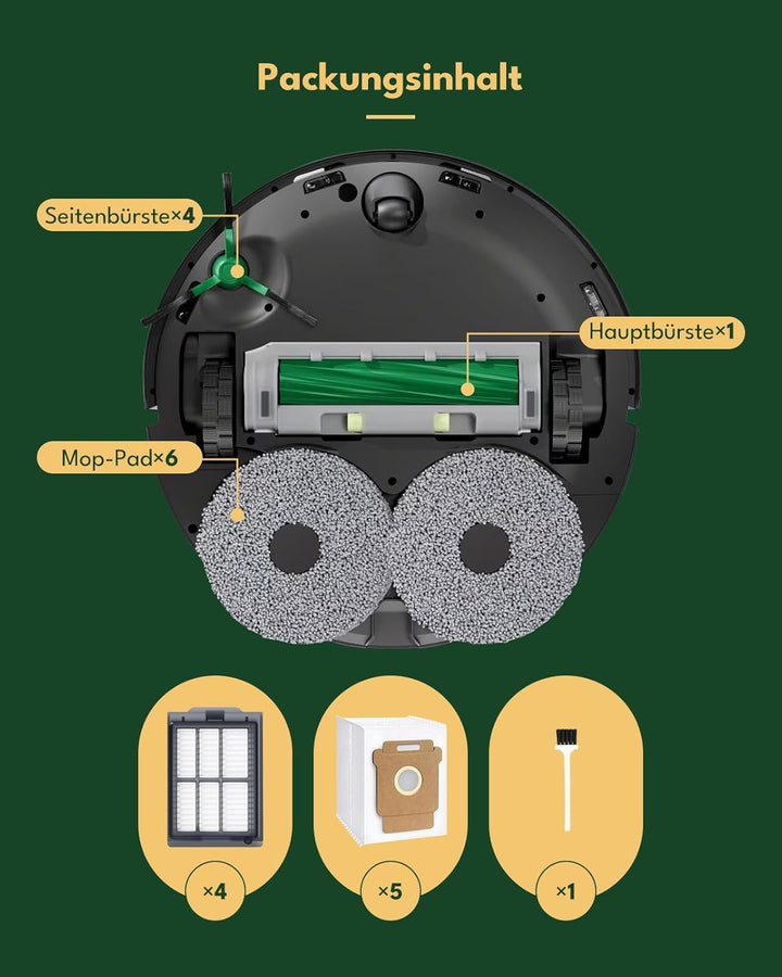 21 Stück Zubehörsets für iRobot Roomba Plus 405/505 Combo Robot Staubsauger: 1 Hauptbürste, 4 Seiten
