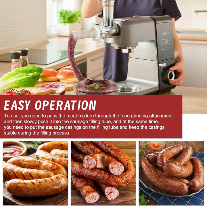 Standmixer Wurstfüller Kit Ersatz für KitchenAid FGA Food Fleischwolf Aufsatz, Wurstfüllröhren, komp