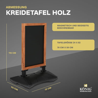 Dreifke Kreidetafel Holz Keitum Wind Line | beidseitig beschreibbar | stabiler Fuss | 2x2 Federn für