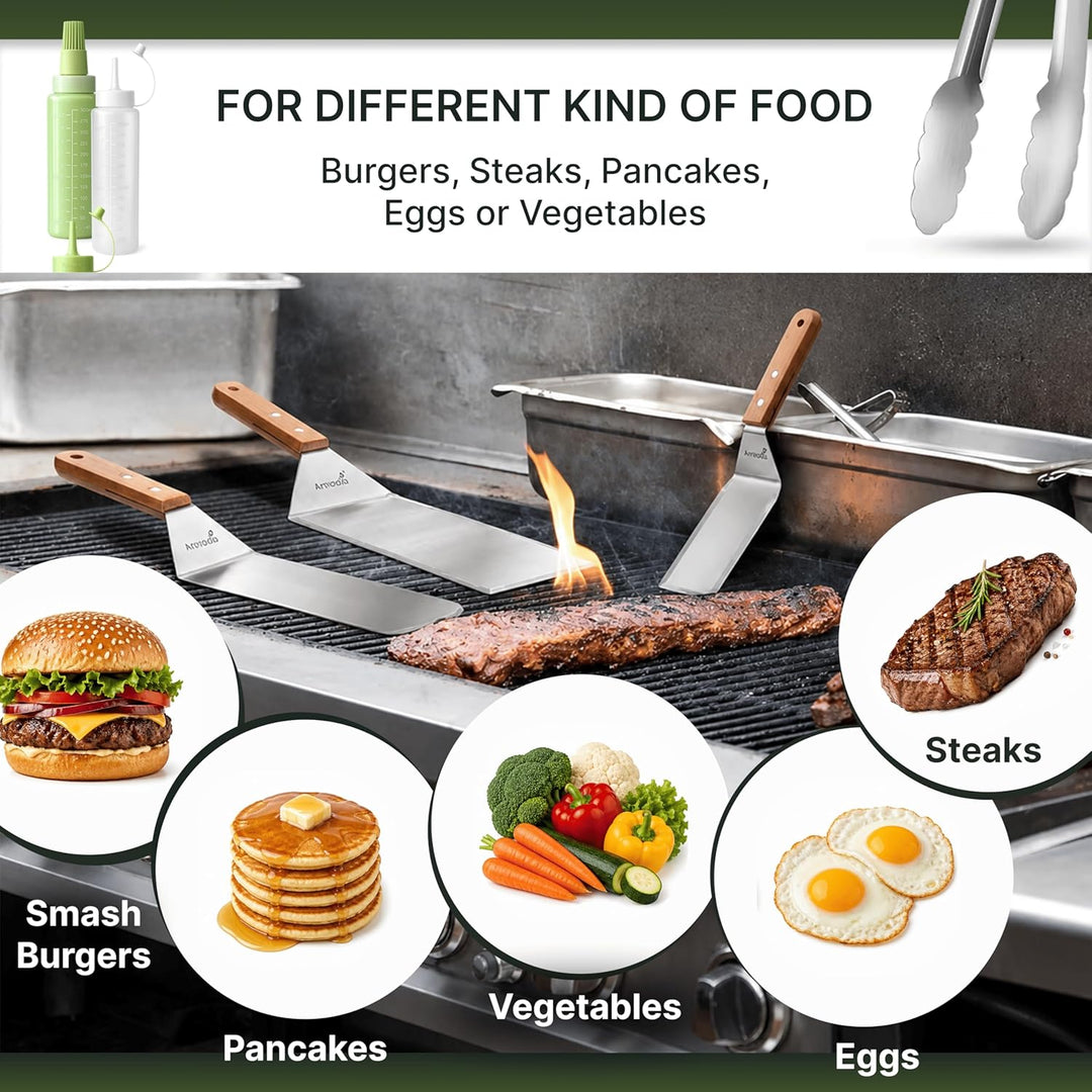 Exklusives Grillwender Set Wooden Handle Set (Tongs And