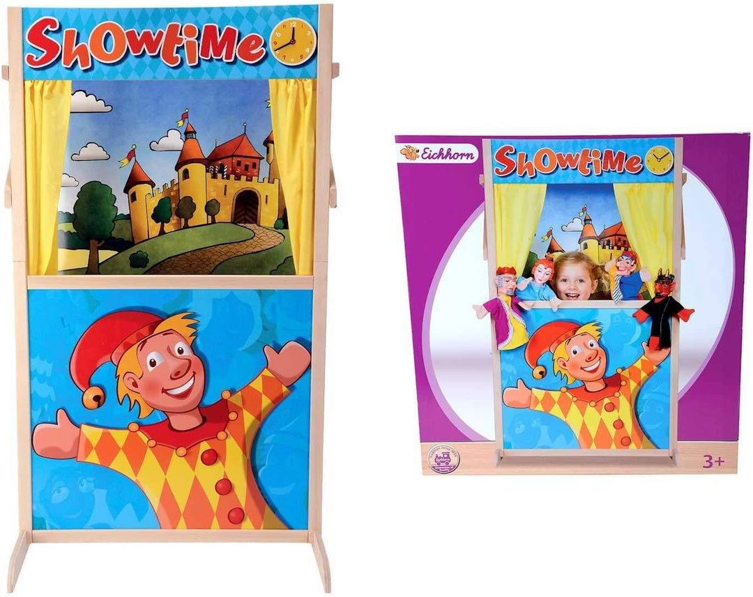 Eichhorn 100002586 - Stand-Kasperltheater 27,5x64x110cm, Zwei tauschbare Hintergründe, teilmontiert,