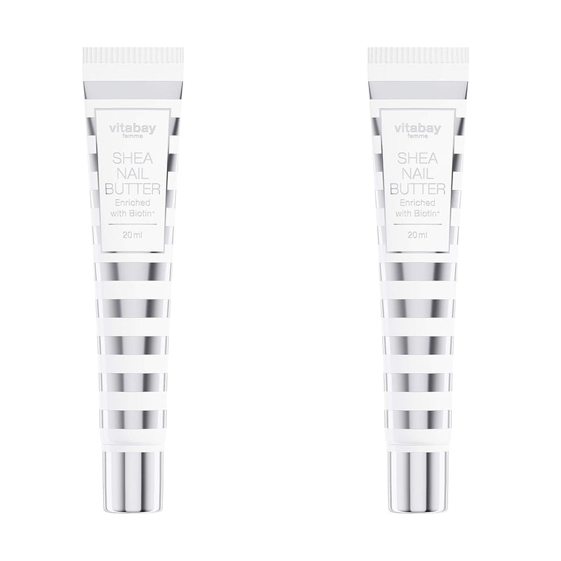 Vitabay Shea Nail Butter 2x 20 ml - Sheabutter Mit Biotin/Vitamin B7 - Nagelcreme Für Nagelhautpfleg