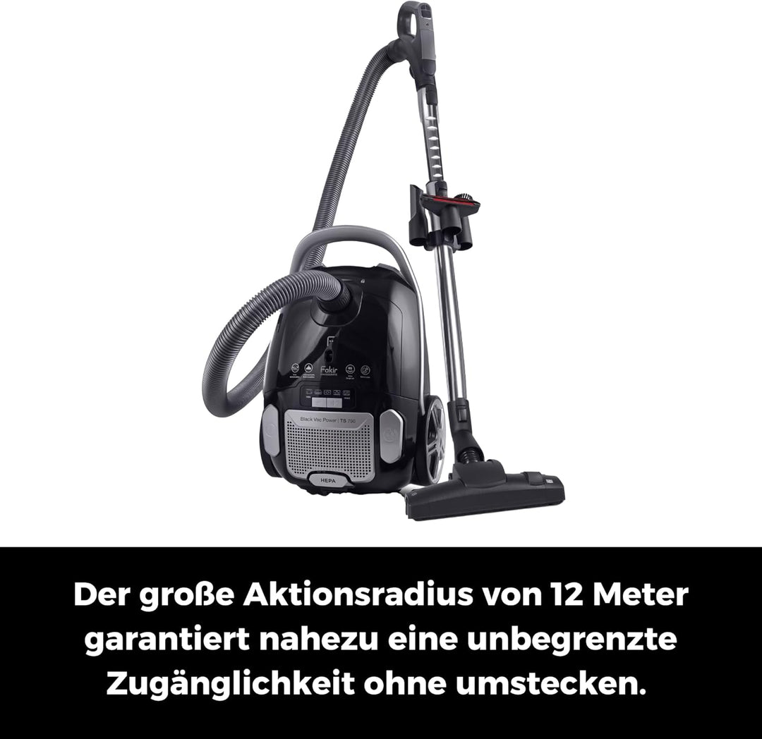 Black Vac Power | TS 790 Boden-Staubsauger mit Beutel I Leiser Staubsauger mit Hochleistungsmotor I