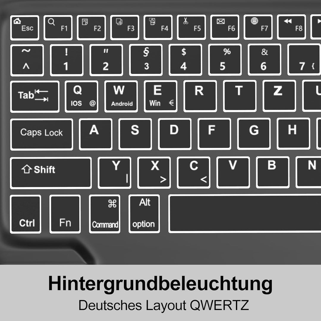 Für Tab S10 Ultra 14.6" Tastaturhülle mit Beleuchtung QWERTZ | Für Samsung Galaxy Tab S10 Ultra Tast