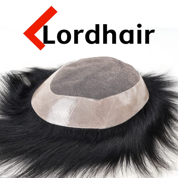 Lordhair Toupet für Männer Haarersatz Systeme Mann, natürliche atmungsaktive Mono-Spitze mit PU-Echt
