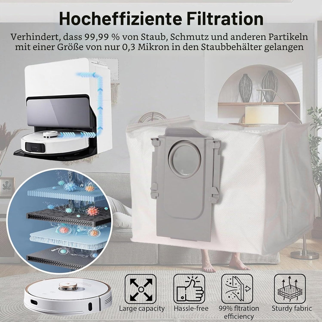 Zubehörset für Roborock S8 Pro Ultra 4*Saugroboter, Ersatzteile Enthält Hauptbürsten Filter Staubbeu