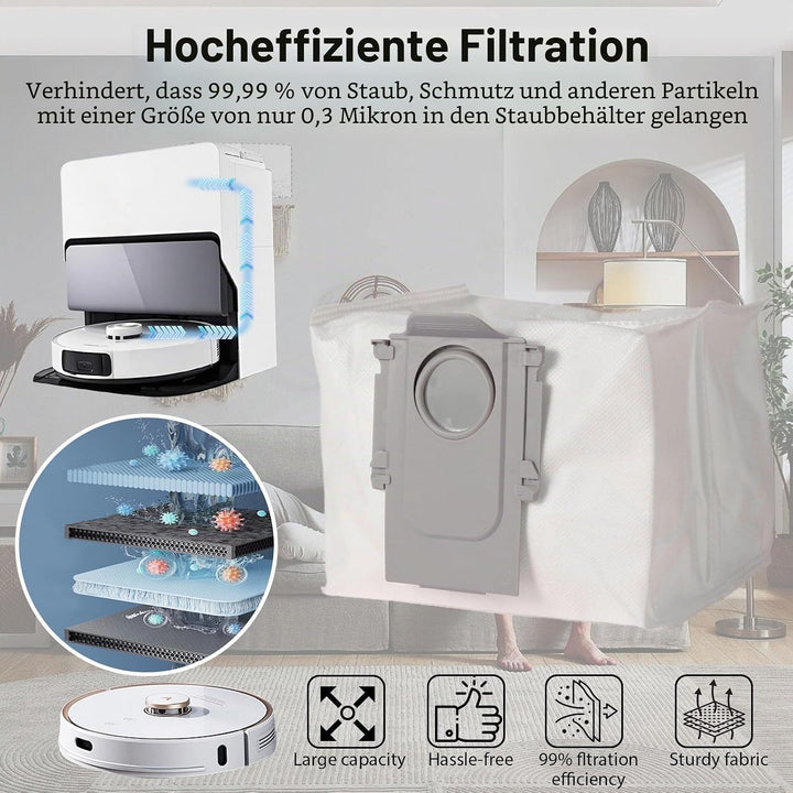 Zubehörset für Roborock S8 Pro Ultra 4*Saugroboter, Ersatzteile Enthält Hauptbürsten Filter Staubbeu