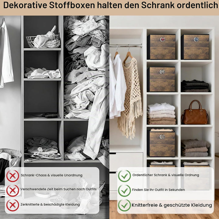 Haltbare Aufbewahrungswürfel Behälter mit Holzkorn,Verdickte Stoffbox,Aufbewahrungskörbe für offenes