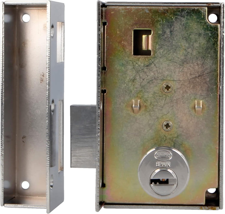 Amig - Aufschraubschloss DIN rechts mit Schliesshebel und Falle für Holztüren Mod. 75P - 67 x 112 mm