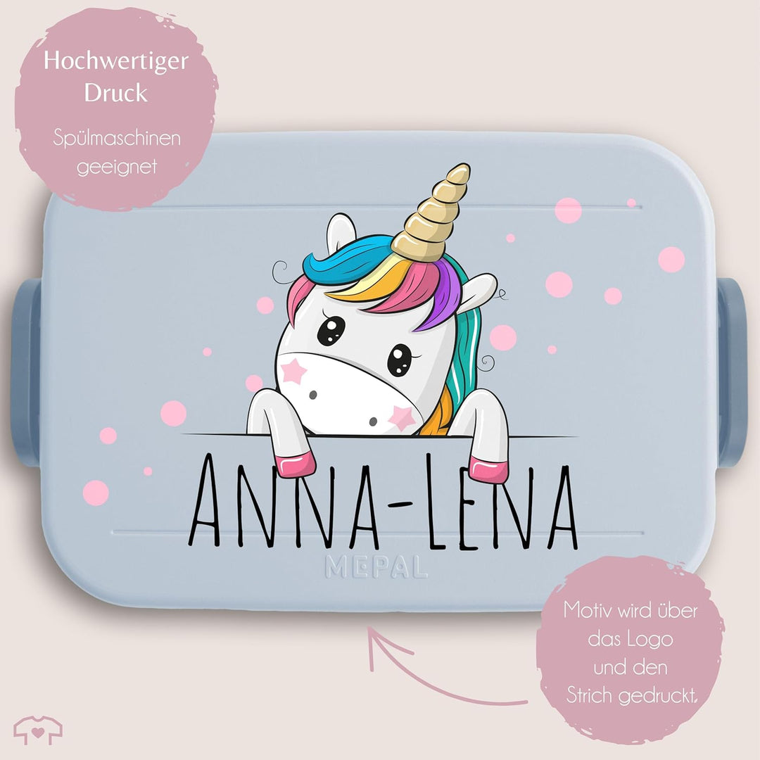 Kinder Bento Box Midi für Mepal Bentobox - Einhörner - Brotbox Einhorn süss Lunchbox Unicorn I - 900