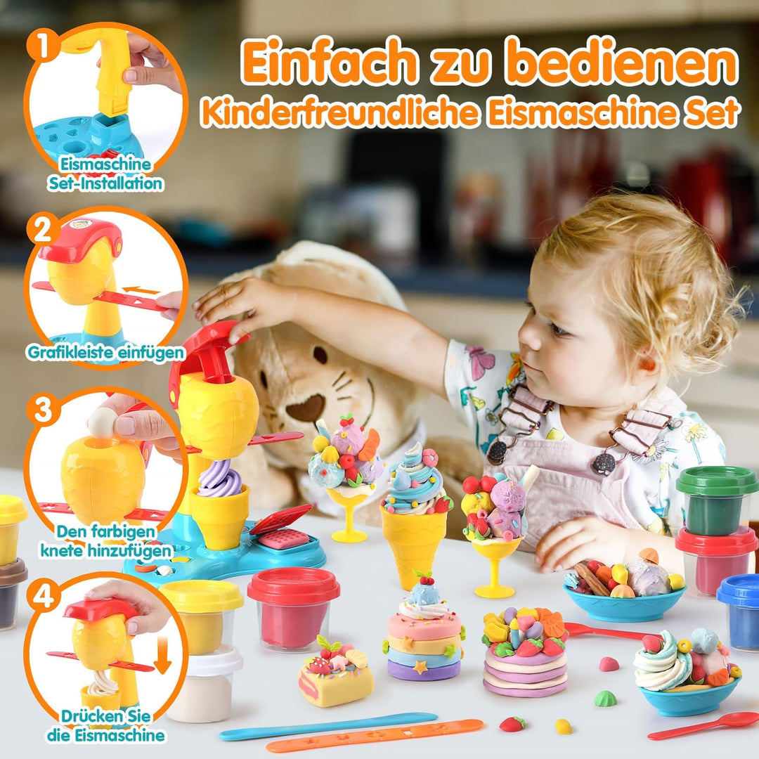 PLAY Eis Knete Set für Kinder - DIY Knete Eismaschine Set Knete Zubehör, Kinderknete Kitchen Creatio