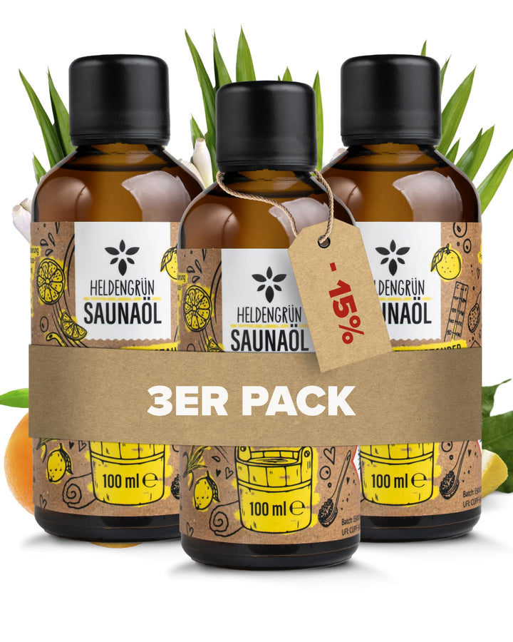 Heldengrün BIO Saunaaufguss Zitruszauber [ECHTE BIO-ÖLE] - Saunaöl mit Mandarine, Zitrone & Lemongra