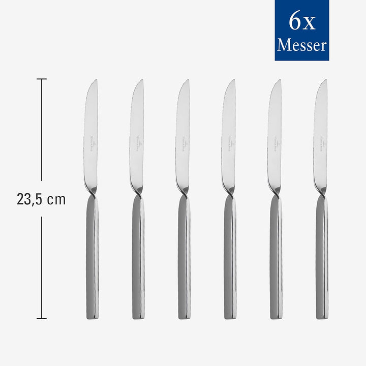 Villeroy und Boch NewWave Pizza- und Steakmesser-Set, 6-teilig, Edelstahl Messer-Set | 6-tlg., Messe