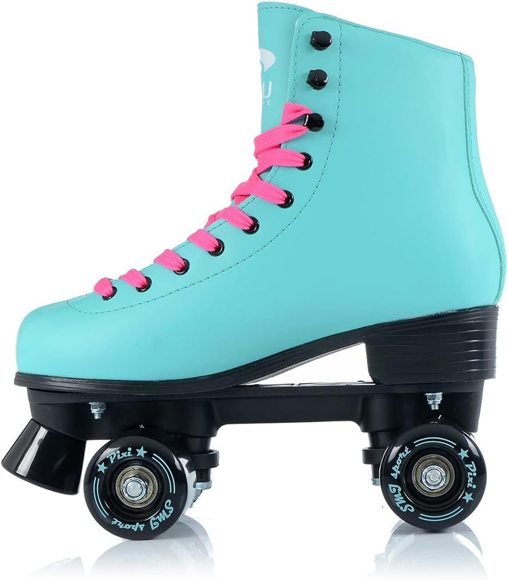 SMJ sport Damen Klassische Retro Rollschuhe | ABEC7 Kugellager | Mint Rosa Mädchen Classic Roller Sk