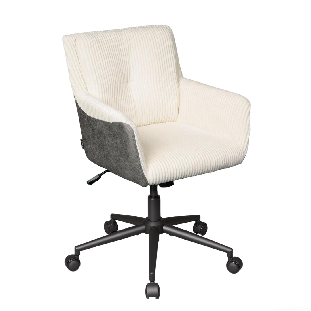 DEVAISE Homeoffice Stuhl Cord Stoff, Ergonomischer Schminktischstuhl mit Kissen, höhenverstellbar, N