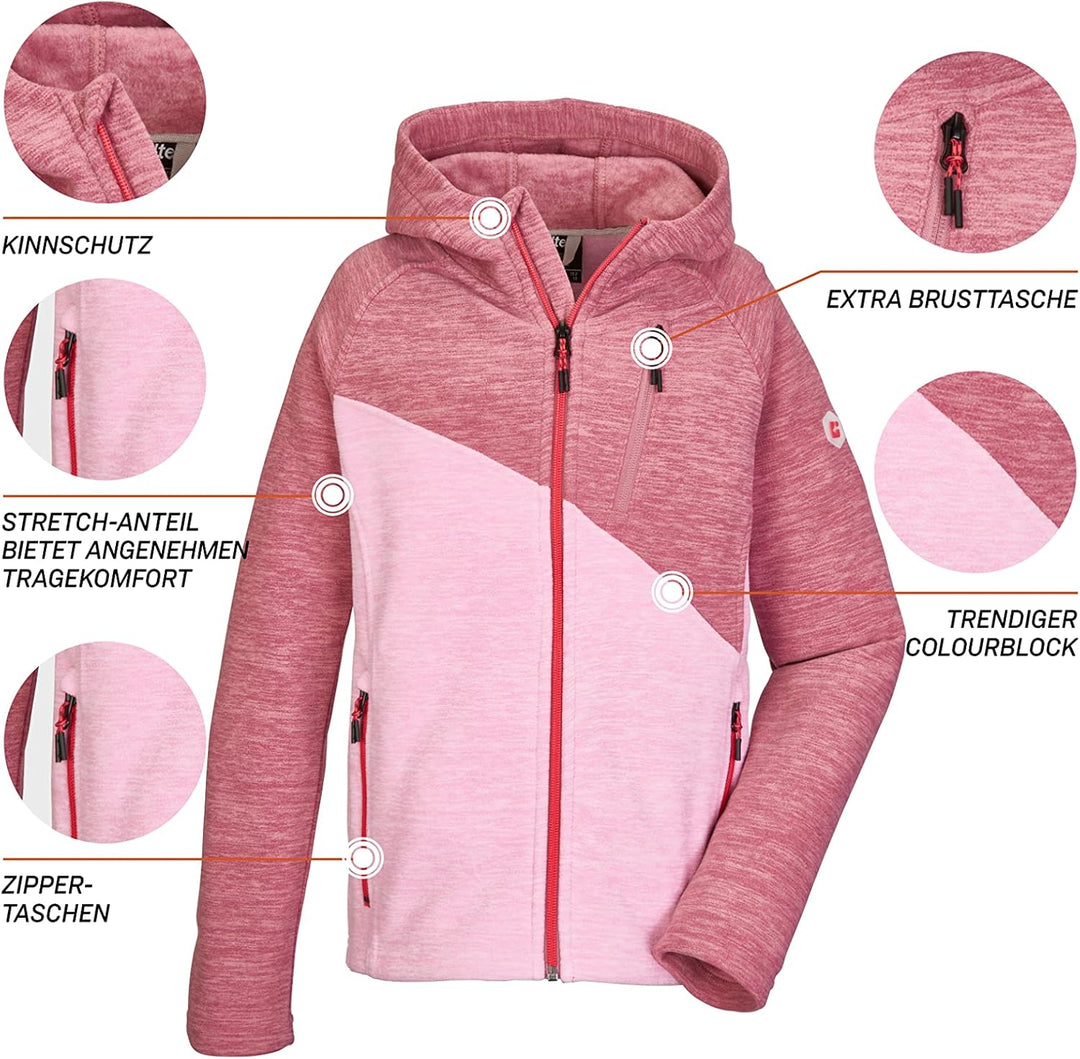 Killtec Mädchen Kos 202 Grls Flc Jckt Fleecejacke mit Kapuze 176 rosenholz, 176 rosenholz