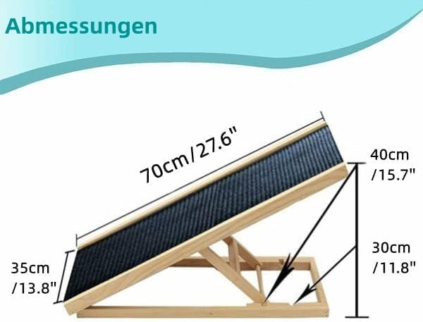 3-in-1 Hunderampe Auto/Bett/Sofa – 70cm Klappbare Katzenrampe aus Kiefernholz – Leicht & Höhenverste
