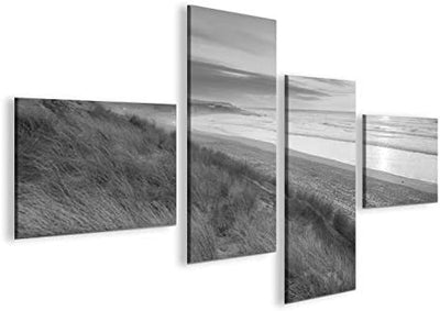 islandburner Bild Bilder auf Leinwand Dünen Schwarz-Weiss Nordseestrand 4L XXL Poster Leinwandbild W