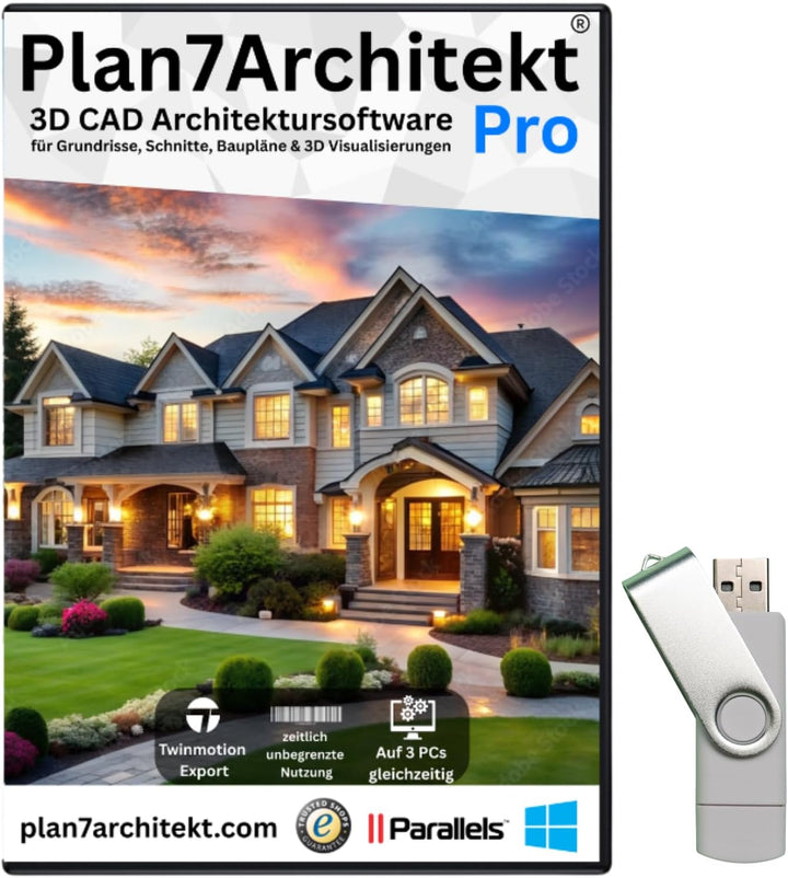 Plan7Architekt Pro 3 - Professionelle 3D CAD Architektur & Hausplaner Software, Grundriss Programm,