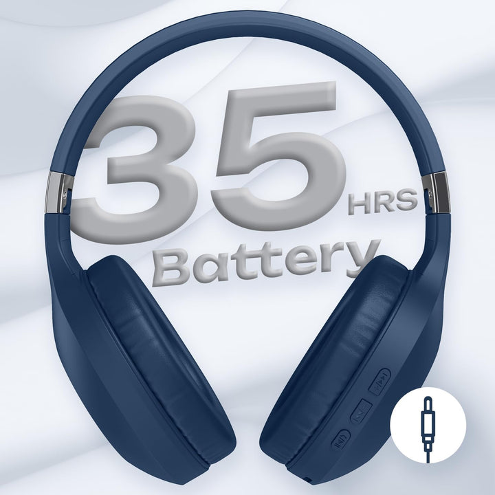 PowerLocus Bluetooth Kopfhörer Over Ear, Kabellose Kopfhörer Faltbarer mit Mikrofon, Hi-Fi-Stereo ti